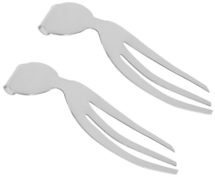 LIFKOME 2 Piezas Cubiertos para Ensalada Tenedores de Acero Inoxidable para Servir y Picnic Camping y Cocina Compacto y Diseño Elegante
