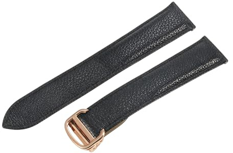 ROUREOX Echtleder Uhrenarmband 16-18mm für Cartier Tank WSTA0029 WSTA0030 | Edelstahlschloss Ersatzarmband Echtes Leder Uhrenarmband Casual Dress Herren Damen