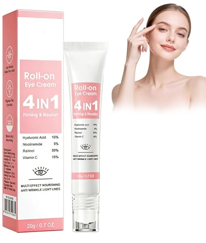 Virecose Contorno de Ojos Roll-On, con Retinol y Vitamina C, Crema de Ojos Cuidado Hidratante y Antiarrugas, 20 g