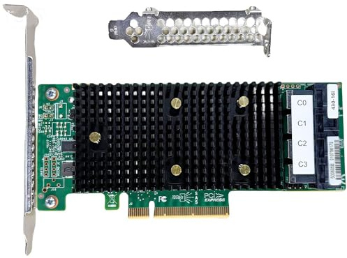 SAS HBA Card Compatible with 430-16i & LSI 9400-16i IT Mode HBA Controller | SAS3416 Tri-Mode, PCIe 3.1 x8, 4x 8643 Internal, 12Gb/s SAS + SATA 6Gb/s, PCIe SATA Expansion Card for ZFS TrueNAS unRAID NAS