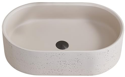 Lavandino da Bagno in Pietra, Lavabo con Ampia Vasca Interna, per Uso Interno ed Esterno, Bagni con Patio, Lavabo da Appoggio in Ceramica