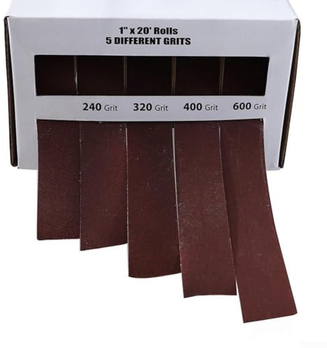 Pack of 5 Dry Sandpaper Rolls 6M Length 25mm Width Multi Grit Emery Belt 150 600 Grit for Sanding and Polishing Metal Wood Glass with Cuttable Length Feature