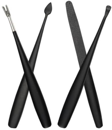 Homoyoyo Ensemble d'Outils de Manucure 4 Pièces en Acier Inoxydable Comprenant Coupe-Cuticules Fourche à Peau Morte Lime à Ongles et Cure-Oreilles Kit Professionnel pour Soins des