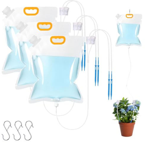 3 Stück 5L Pflanzen Automatische Bewässerung Tropfbewässerungsbeutel, Infusionsbeutel mit Verstellbarem Durchfluss Ventilschalter, Topfpflanzen Urlaubsbewässerung, Bewassersystem Blumentopf Indoor
