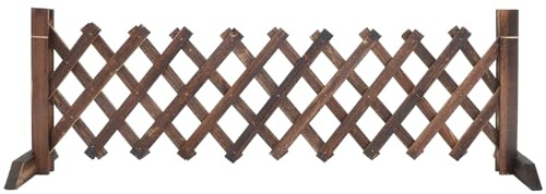 MAGICLULU Clôture Rétractable en Bois 0,35 M X 1,2 M pour Jardin et Balcon, Treillis Extensible pour Plantes Grimpantes, Portail Extérieur pour Chien, Barrière Décorative Autoportante