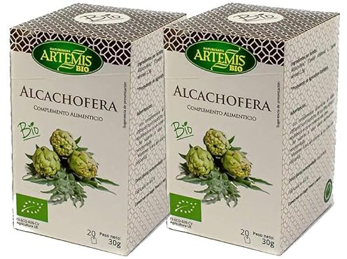 Pack 2 Infusión de Alcachofera Artemis Bio 20 filtros 30 g, 40 bolsitas total, 60 g, infusión ecológica de alcachofera, perfil herbal, formato ahorro para consumo diario