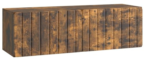 VIHHQGC Meuble TV mural en chêne fumé 98 x 31 x 30 cm, armoire de rangement moderne en bois avec porte pivotante à 90°, beaucoup d'espace de rangement pour le salon, design peu encombrant