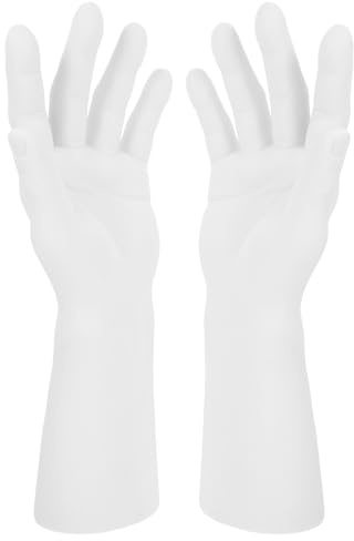 KICHOUSE Soporte para Anillos Decorativo de Mano de Maniquí en Vinilo Blanco, 2 Piezas, Organizador de Joyas Fácil de Llevar para Escritorio y Tienda de Joyería