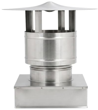 MAKA Comignolo Antivento Base Quadra, Terminale per Canna Fumaria Camino Stufa a Legna Pellet e Gas, Cappello Antipioggia Aspirafumo Base Quadra (220x220 mm - Inox)