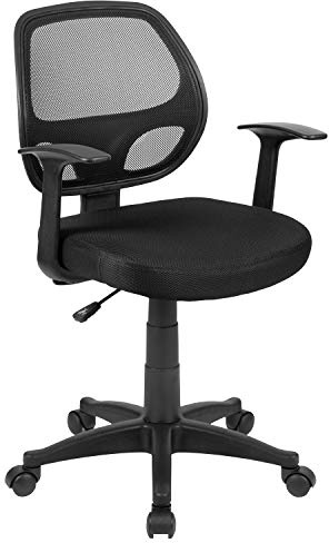 Flash Furniture Arbeitsstuhl, mittelhohe Rückenlehne, Stoff, schwarz, Produktmaße: 61 x 53 x 99 cm | 360° drehbar, höhenverstellbar, kommerzielle Qualität