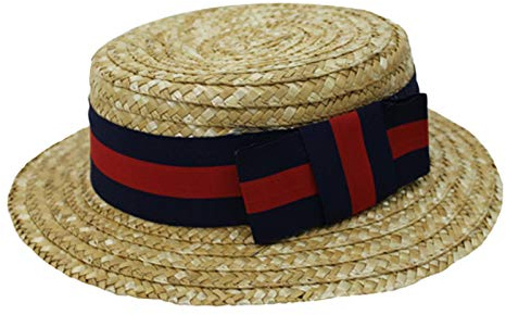 I LOVE FANCY DRESS Sombrero de paja para adultos con cinta azul y roja - 58/59 cm