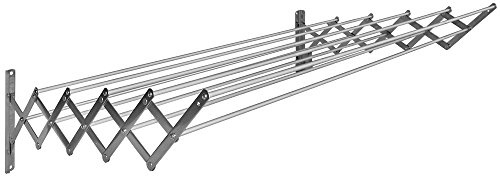 Sauvic 90860 - Wäscheständer, ausziehbarer, aus Edelstahl, mit 10 Aluminium Stäbe, 120 cm., Silber
