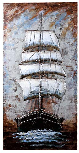 Wandbild 3D Metallbild Sailing Relief Unikat Bild Metall handgefertigt B=73cm/H=144cm T=6cm