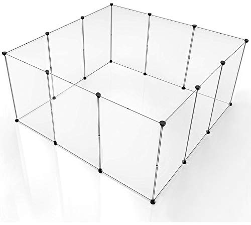 BRIAN & DANY Pet Dog Playpen, Clear Acrylic Puppy Dog Play Pen Indoor, Portable Small Animal Transparent Fence Panels for Rabbit, Kitten, Bunny, Cat, 28 X 20 Inch