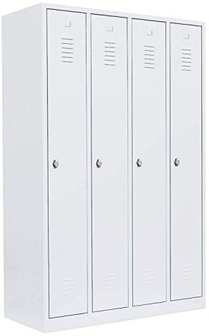 Lüllmann 4er Spind Garderobenschrank weiß 180x117x50cm