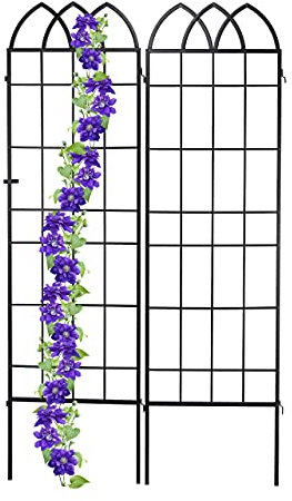 relaxdays Treillis de Jardin, métal, Lot de 2, Espalier Plantes grimpantes, à Planter, clôture, 183 x 51 cm, Noir