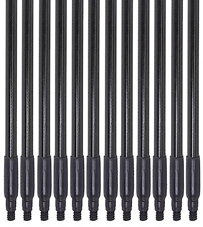 SPARTA Fiberglass Broomstick Replacement Broom Handle with Acme Threaded Tip for Industrial Cleaning Tools, Fiberglass, 60 Inches, Black, (Pack of 12)