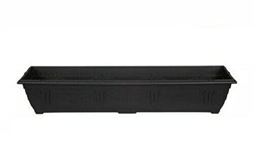 Optimal Products Plastic Window Planter Plant Pot Outdoor Garden Herb Flower Growbag Tray Broad Base Box Water Barrel (90 cm Black)