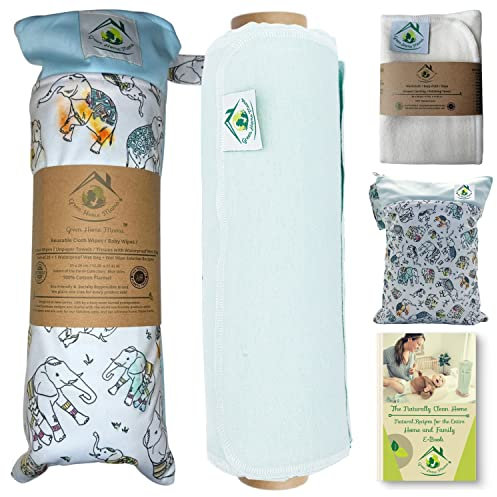 Green Home Mama Reusable Paper Towels, 29 Pack, Unbleached Flannel Cotton, Cloth Paper Towels, Zero Waste, Wet Bag Included