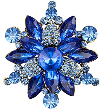 Clearine Blume Brosche Damen Art Deco Marquise Strass Pin für Kleidung Smaragd Farbe Antik-Gold-Ton
