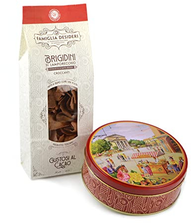 Lata de 450 g (10 unidades) Vainas de Montescatini + 400 g de brídeos de frambuesa sabrosos al cacao para acompañar té y café