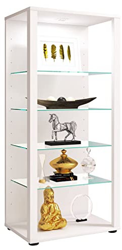 VCM Glasvitrine stehend | Vitrine Glas mit ESG-Sicherheitsglas | Maße ca. H. 115 x B. 52 x T. 35 cm | Standvitrine Glas | Modern und platzsparend | Glas Vitrinenschrank – Glasol LLL