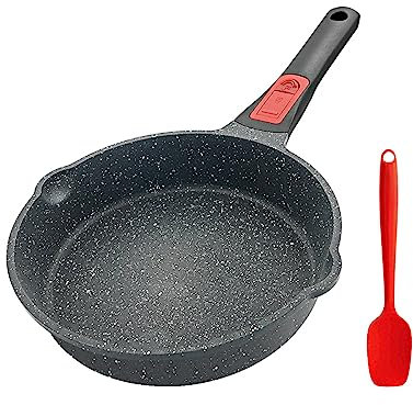 Bobikuke Poêle à Frire Antiadhésive 20 cm, D'aluminium poêle de chef saine en pierre avec Poignée détachable, Passe au four, Tous Types de Cuisinières