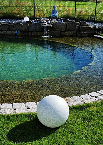 Trango Bola de jardín 30 cm Aspecto Piedra Granito Nature – Lámpara esférica IP65 con portalámparas E27 y Cable 5 m IP44 – Lámpara de jardín, Bola Luminosa, luz Exterior