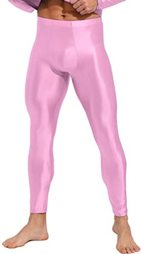 Freebily Pantalon de Compression Homme Translucide Legging Collant Fitness Gym Yoga Sport Elastique Taille Haut 4603 Rose M