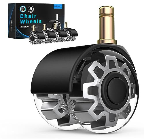 WEWILL Bürostuhl Rollen 10 x 22 mm,Leichtgängige und leise hartbodenrollen schreibtischstuhl,Parkett,Teppich,Laminat und Fliesen,5er Set gummirollen Keine Kratzer im Boden(Passt nur für 1KEA)