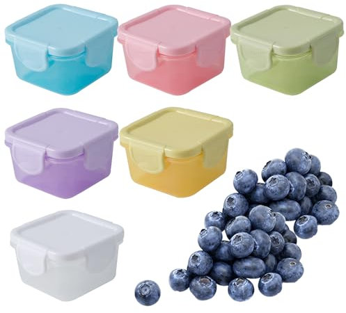 milaosk 6 Pcs Small Food Storage Containers,Mini Freezer Container,Sauce Container with Lid,Small Food Storage Box,Sealed Food Box