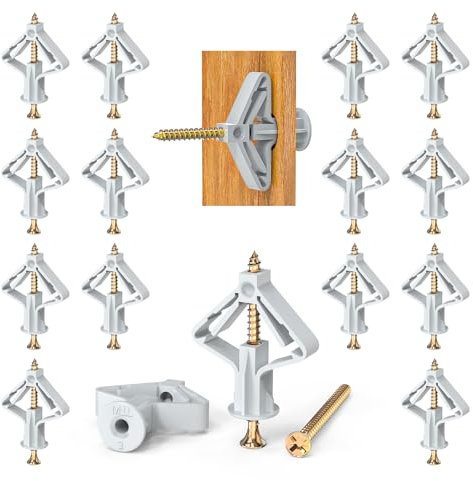 Ronoza 100 Stück Hohlraumdübel Butterfly Set, Gipskartondübel mit Schrauben, Rigipsdübel Für Gipskarton, Gipsfaserplatten, Befestigung in Beton (50 Dübel + 50 Schrauben)