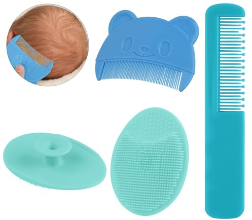 Aolso Baby-Haarkamm, 3 Stück Baby-Haarbürsten- und Kamm-Set, Baby-Haarbürste, Neugeborene Haarkamm, kamm gegen milchschorf baby kind, Geschenk zur Babyregistrierung (Blau)