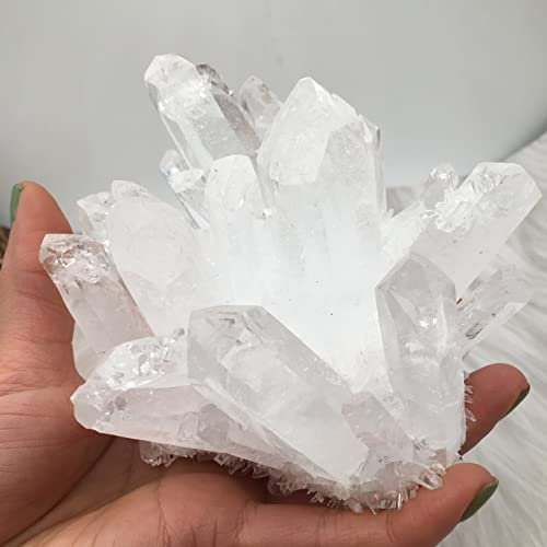 NWPNLXEA Reiki helande kristall, naturlig, vit, transparent, kristallkluster, stenmalm, avmagnetisering, stenrengöring, helande energi, stendekoration, kan användas för rumsdekoration