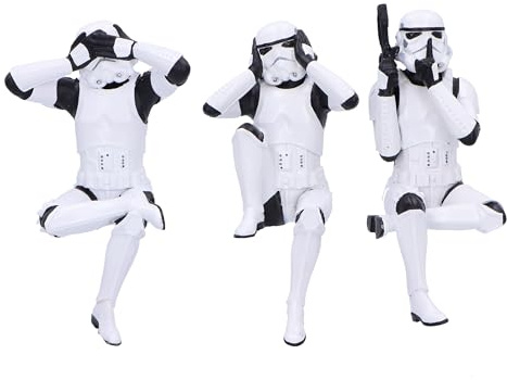 Nemesis Now Three Wise Sitting Stormtrooper Figurines 11cm, Resin, White, Official Original Stormtrooper, Three Wise Shelf Sitters, Sci-Fi Movie Collectible, Cast in The Finest Resin, Handbemalt