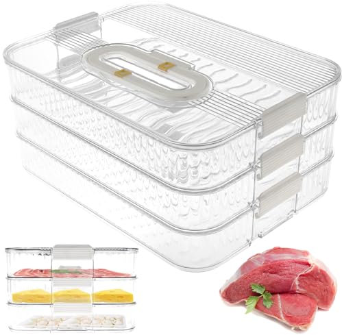 BOBASH Aufschnittdosen für Kühlschrank, Vorratsdose mit Deckel, Aufschnittbox Stapelbar, Vorratsbox, Kühlschrank Organizer, Vorratsbehälter Wurstwaren zur Aufbewahrung (3. Stock)