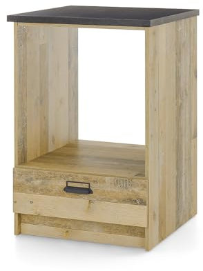 Lomadox Einbauherdschrank in Old Style hell mit anthrazit Küchenschrank Küchenmöbel