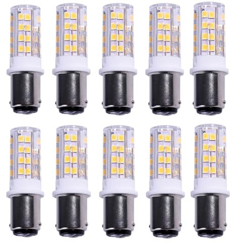 YNiuniunny 10 Piezas BA15D 110V 220V LED Bombilla De Maíz Lámpara De Cristal De Ahorro De Energía Foco De Luz LED Para Máquina De Coser,Warm white