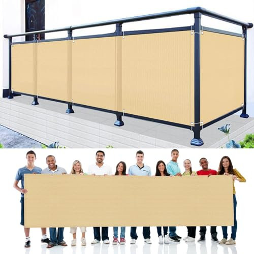 GAIFNAG Balkon Sichtschutz Bespannung 55 x 850 cm Blickdichte Balkonbespannung, Balkon Sichtschutz Windschutz Wetterbeständiges Und Pflegeleichtes für Balkon Garten im Freien, Sandgelb