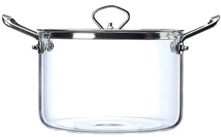 Japanische Küchengeschirr Schüsselsets Klarer Glastopf Glaskochtopf für den Herd Erhitzen Sie den Glaskochtopf mit Griffen Glas-Potpourri-Topf Glas-Suppentopf mit Babynahrungskocher (Clear, 20X17CM)