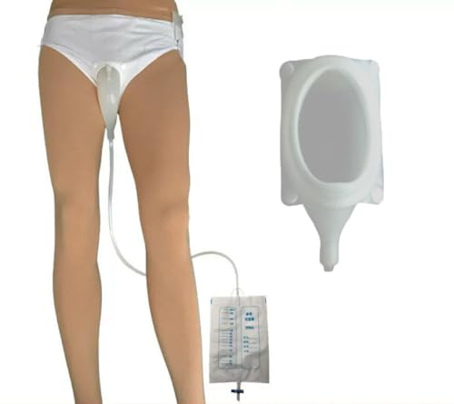 Urinoir portable, collecteur d'urine portable en silicone confortable, pantalon d'incontinence portable, urinoir avec sacs de cathéter d'urine (2000 ml x 1 + 1000 ml x 1) pour les patients alités