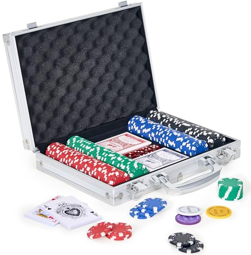 Serdios Poker Chips with Numbers,200PCS Poker Chip Set with Aluminum Travel Case,11.5 Gram Poker Set for Texas Holdem and Blackjack Gambling.