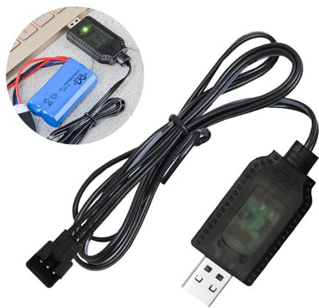 RC Ladekabel 7,4V LiPo Akku Ladegerät USB Kabel mit SM-3 PIN Stecker, kompatibel mit RC Autos, Drohnen, Quadcopter, ferngesteuerten Spielzeugen,Sicheres Laden mit Überladeschutz und LED-Anzeige