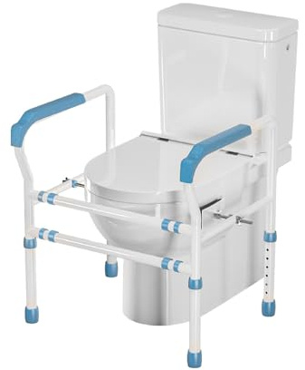 VED Barra de Seguridad para Inodoro de Acero Mejorada con Abrazadera Fijable, Asistencia para Inodoro, Barras para Discapacitados