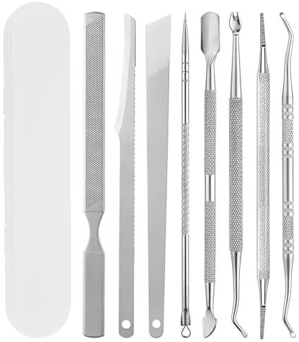 DLPRK 8 pezzi Kit per Rimuovere Unghie Incarnite, Manicure File Pedicure, Strumenti per Pedicure Professionali Inossidabile con Custodia, Strumento per Unghie Incarnite (Inossidabile)