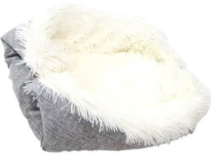 YUYTE Katzenbett, Waschbare Katzenbetten für Katzen Im Innenbereich, Haustierbett, Sicher Wärmend, Bequeme Schlaffläche, Geeignet für Alle Jahreszeiten (White)