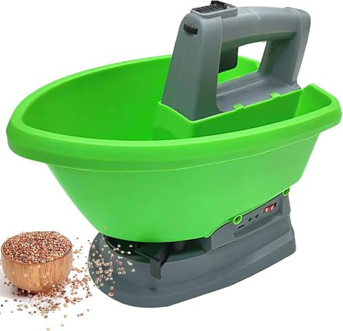 XGHDPBM Spargisemi Portatile a Batteria da 3 Litri, Spargitore Portatile a 5 Marce Spandiconcime Alimentato a Mano for Prato, Spandiconcime Spandiconcime for Erba a 7 velocità, Batteria da 2000 mAh