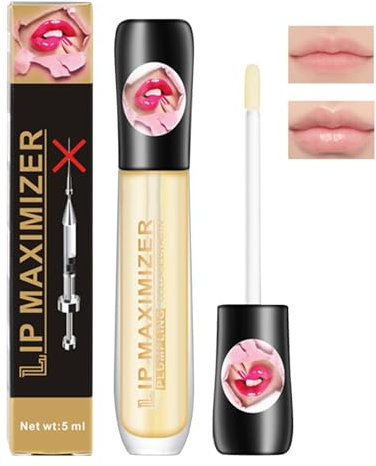 Eazerom 01 Lip Plumper, Lucidalabbra Trasparente con Acido Ialuronico, Lip Gloss Volumizzante Effetto Olio Rimpolpante per Labbra