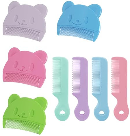 EORPAVU Bürsten & Kämme für Babys, 8-teiliges Baby-Haarbürsten- und Kamm-Set Baby-Wiegenkappen-Kamm Neugeborenen-Haarkamm weiche Zähne Massage der Kopfhaut (blau, rosa, grün, lila)