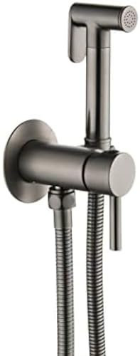 Kit de pulvérisateur de bidet gris métallique pour toilettes avec robinet mural chaud et froid